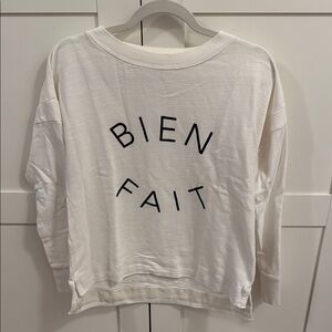 Madewell Cream Sweatshirt with Black 'Bien Fait' Print Small